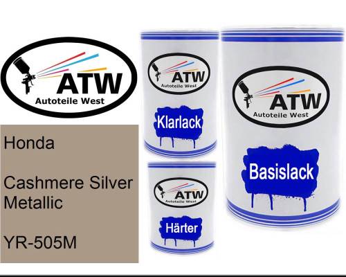 Honda, Cashmere Silver Metallic, YR-505M: 500ml Lackdose + 500ml Klarlack + 250ml Härter - Set, von ATW Autoteile West.